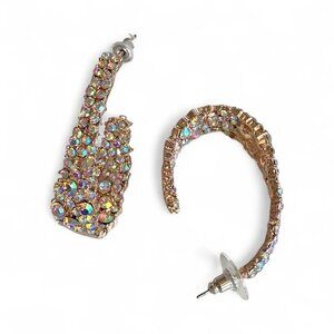 FAC Swarovski Crystal Rose Gold Tone C Hoop Earrings​